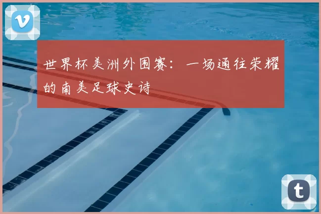 世界杯美洲外围赛:一场通往荣耀的南美足球史诗